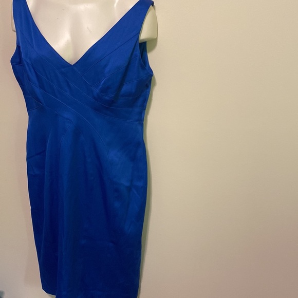 JONES WEAR Bright Blue Sheath Cocktail Dress Size 10 - Picture 2 of 6